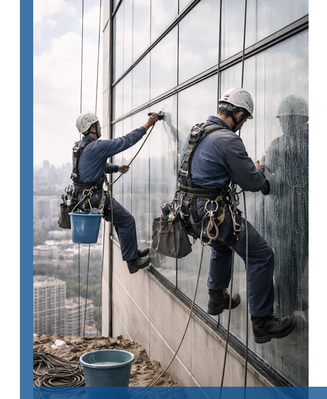 Профессиональная мойка фасадных окон альпинистами в Ирбите