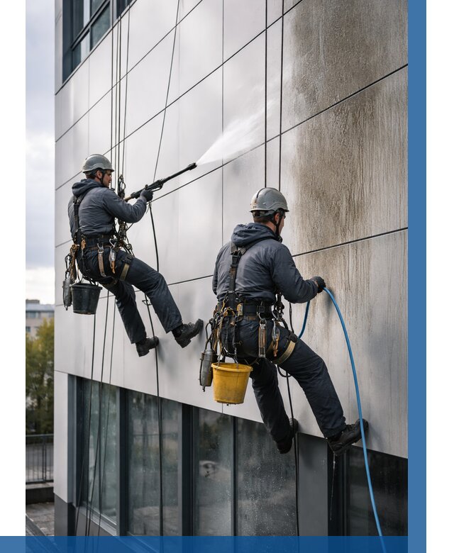 Мойка фасада из композита в Ирбите по цене от 330 р. | ВЫСОТНИК-Рбт