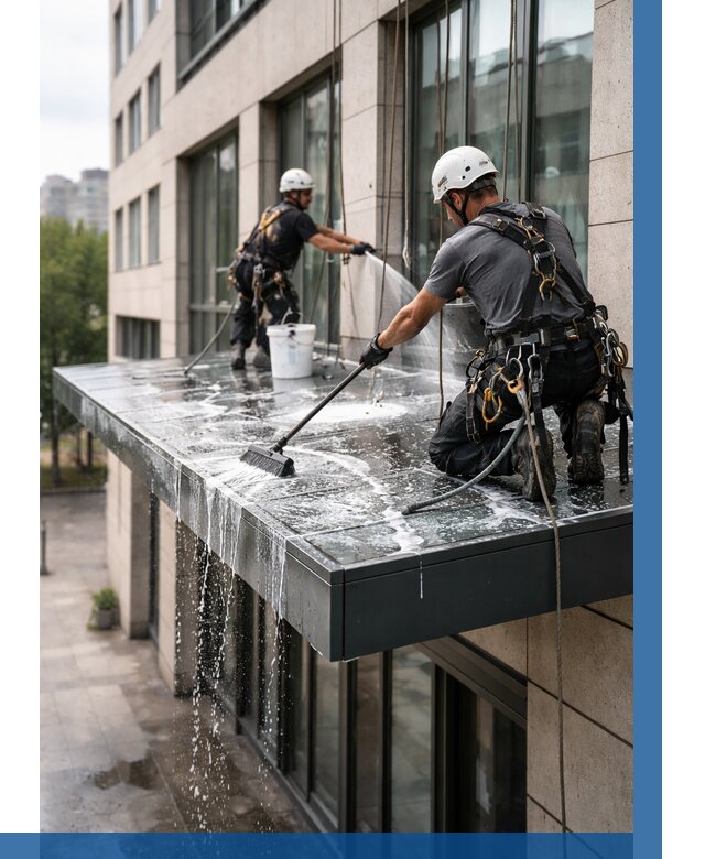 Мойка козырьков и навесов в Ирбите от 3848 р. | ВЫСОТНИК-Рбт