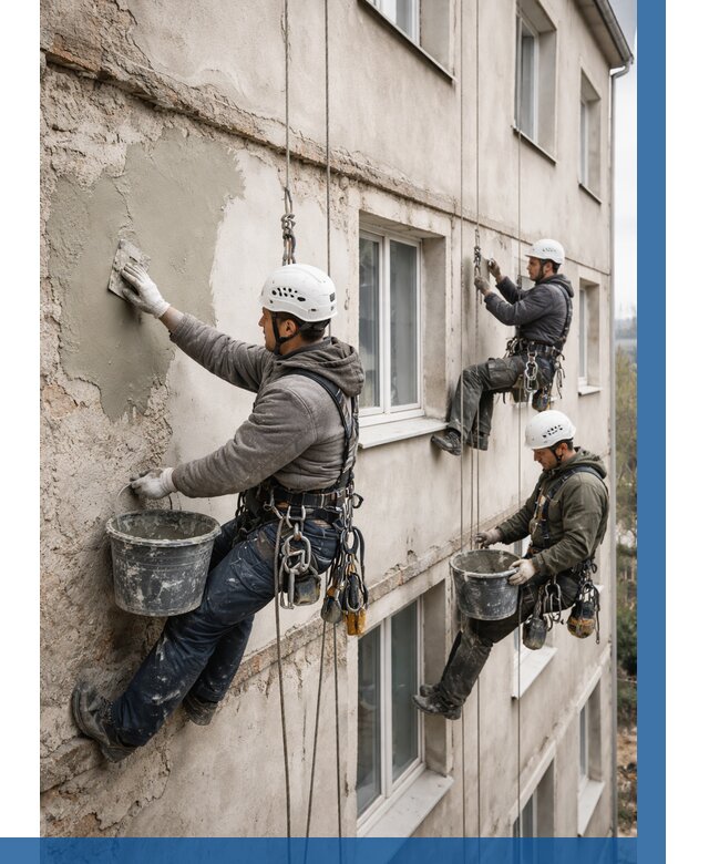 Ремонт штукатурного фасада в Ирбите от 824 р. под ключ | ВЫСОТНИК-Рбт