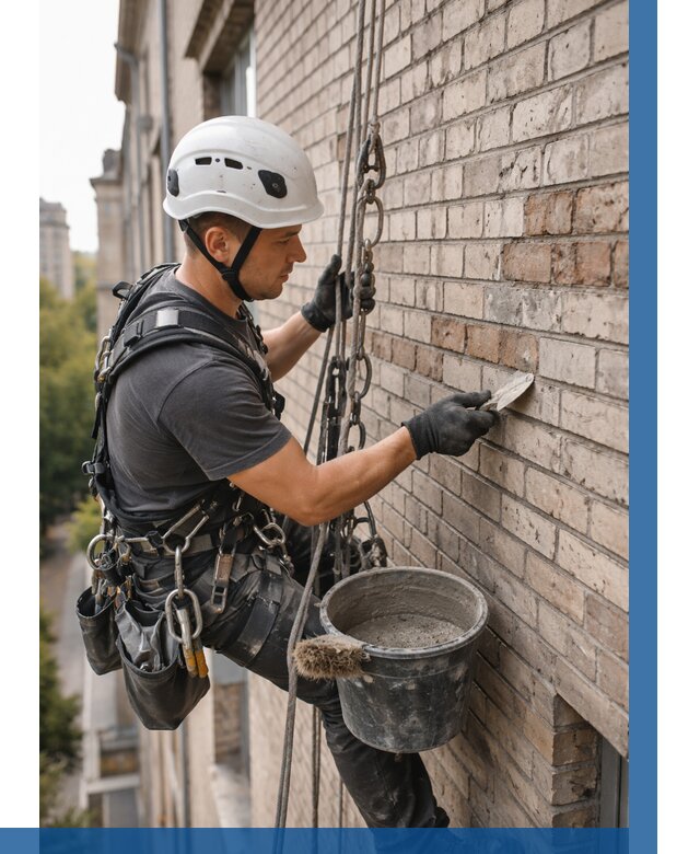 Ремонт кирпичной кладки фасада в Ирбите от 1979 р. | ВЫСОТНИК-Рбт