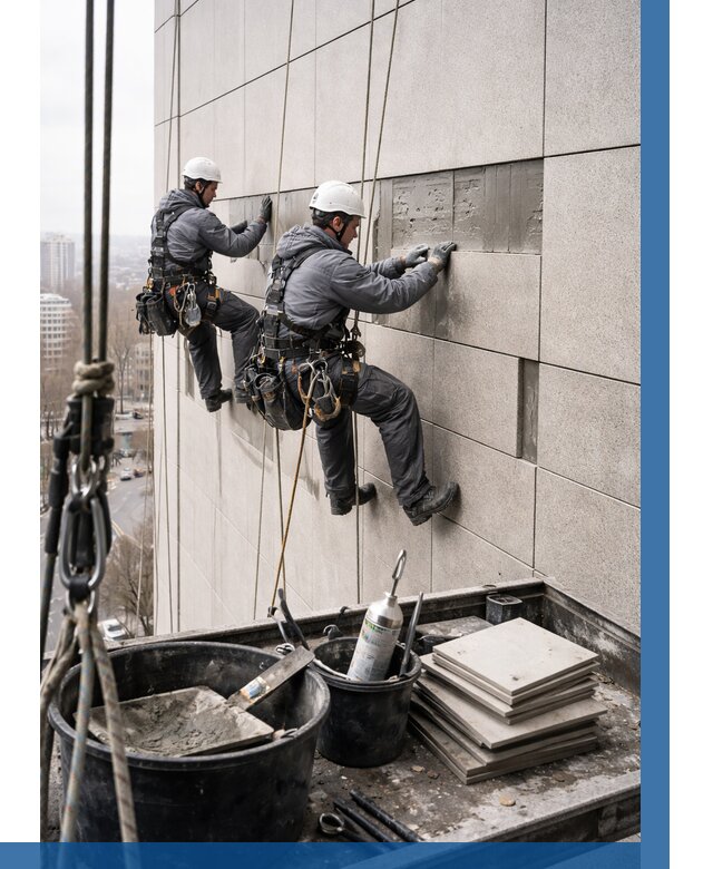 Ремонт фасада из керамогранита в Ирбите от 2748 р. | ВЫСОТНИК-Рбт