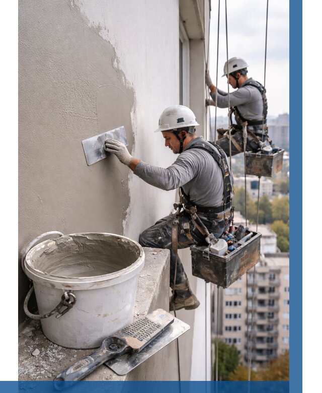 Шпаклевка фасада на высоте в Ирбите от 770 р. | ВЫСОТНИК-Рбт