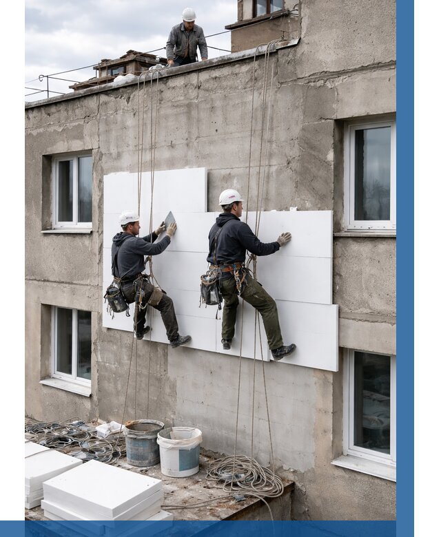 Утепление фасада пенополистиролом в Ирбите от 1979 р. | ВЫСОТНИК-Рбт