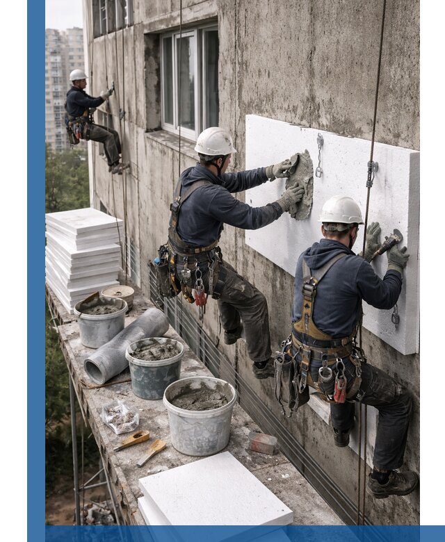 Утепление фасада пенополистиролом в Ирбите под ключ