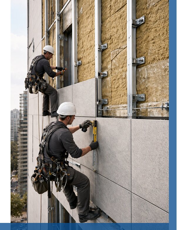 Монтаж вентилируемого фасада в Ирбите от 3848 р. | ВЫСОТНИК-Рбт