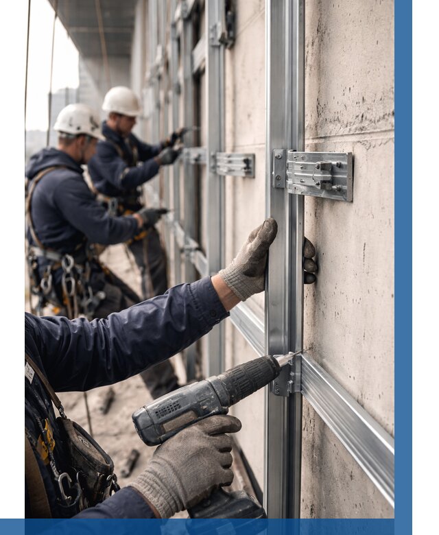 Монтаж подсистемы вентфасада в Ирбите от 934 р. | ВЫСОТНИК-Рбт