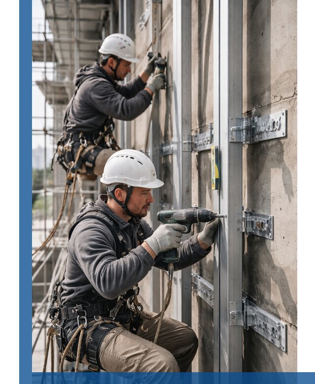 Монтаж и крепление подсистемы вентфасада в Ирбите