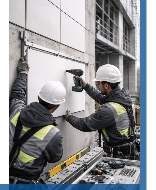 Монтаж композитных панелей фасада в Ирбите от 2748 р. | ВЫСОТНИК-Рбт