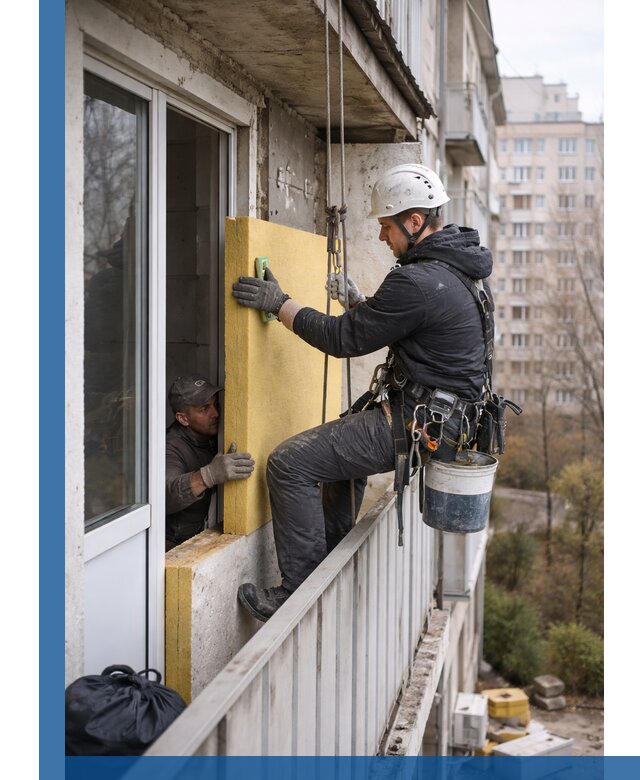 Профессиональное утепление балкона снаружи в Ирбите под ключ