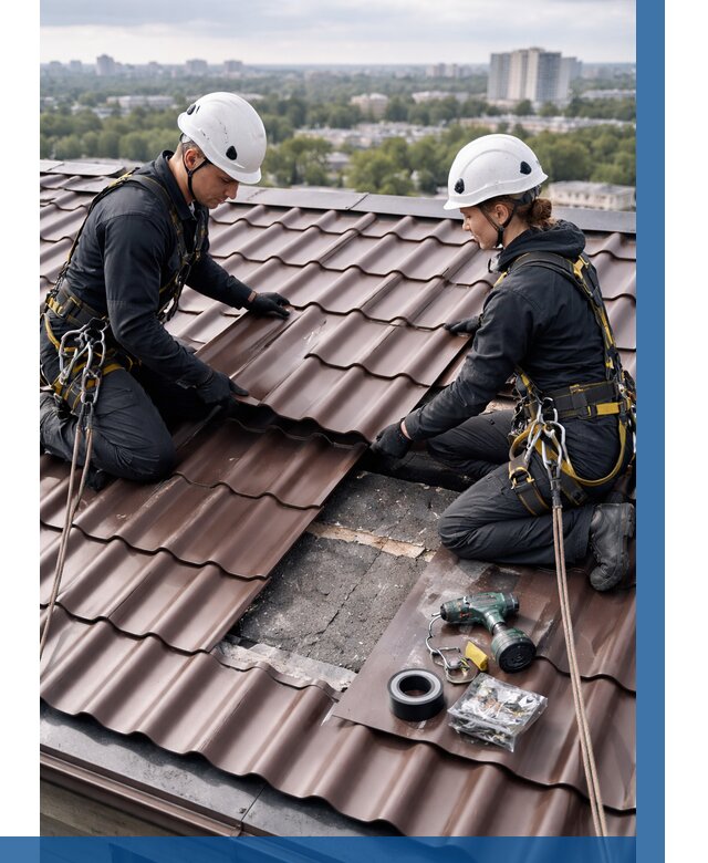 Ремонт металлочерепицы на крыше в Ирбите от 989 р. | ВЫСОТНИК-Рбт