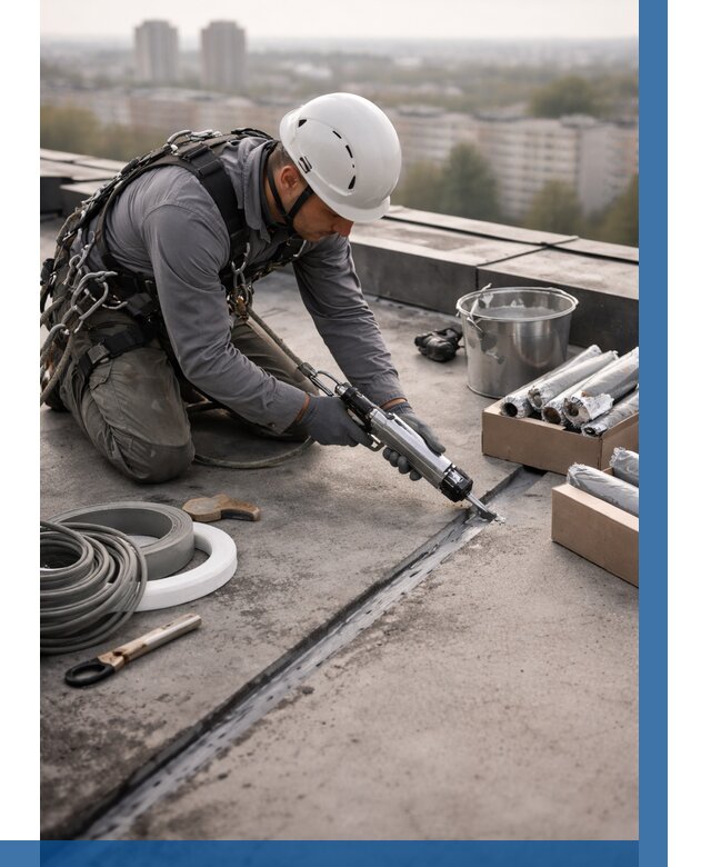 Герметизация швов кровли в Ирбите от 495 р./м2 | ВЫСОТНИК-Рбт