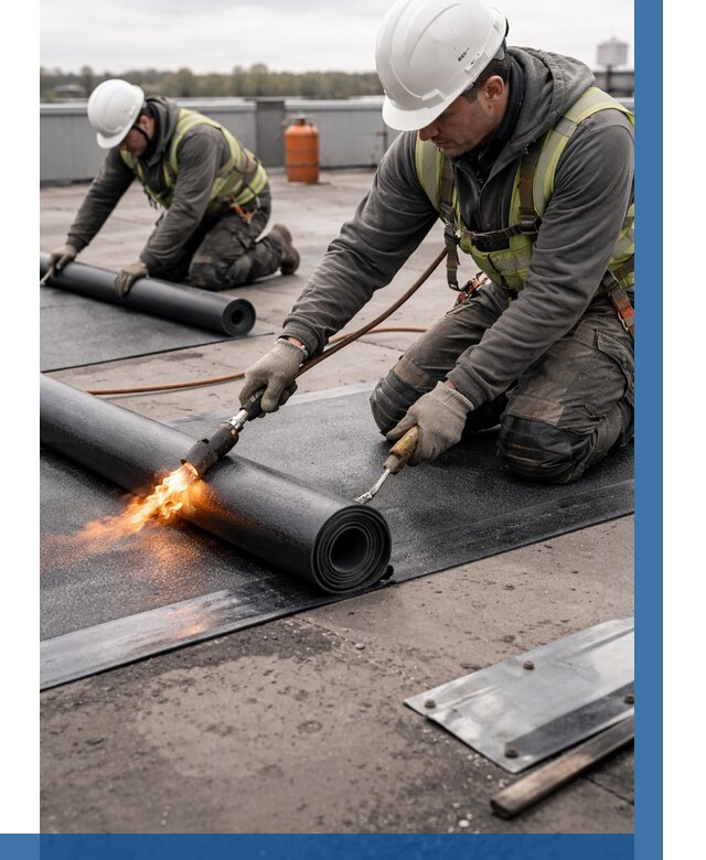 Монтаж наплавляемой кровли в Ирбите от 934 р. — ВЫСОТНИК-Рбт