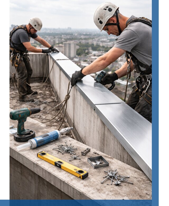 Монтаж парапетных крышек в Ирбите от 879 р. | ВЫСОТНИК-Рбт