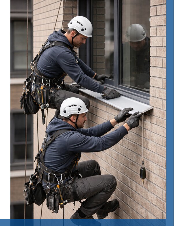 Монтаж оконных отливов под ключ в Ирбите от 3848 р. | ВЫСОТНИК-Рбт