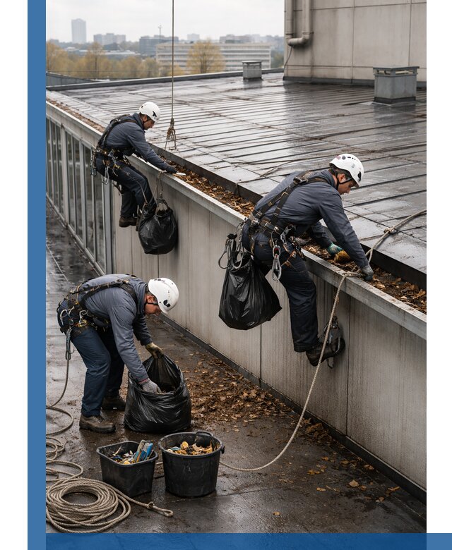 Очистка кровли по периметру в Ирбите силами промышленных альпинистов