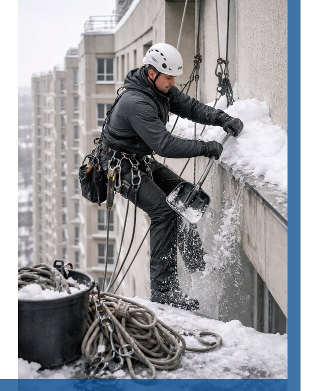 Очистка карнизов от снега в Ирбите от 330 р. | ВЫСОТНИК-Рбт