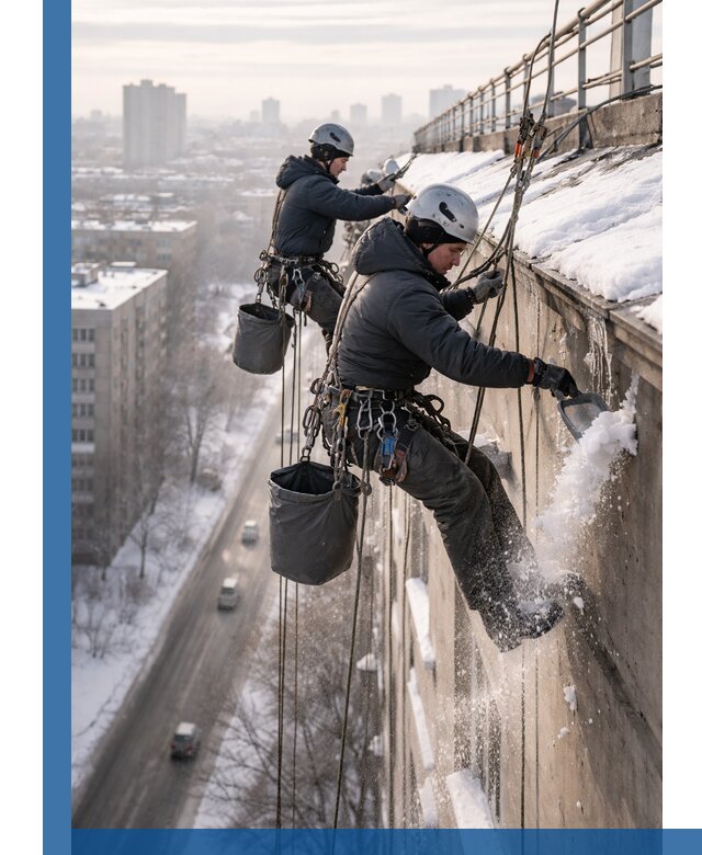 Очистка карнизов от снега в Ирбите профессионально и безопасно