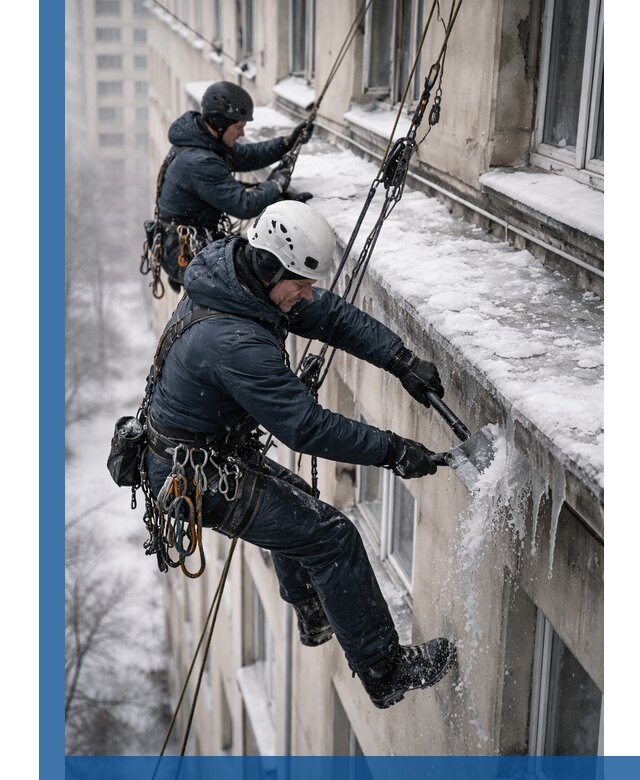 Удаление наледи и сосулек с карнизов в Ирбите профессионально