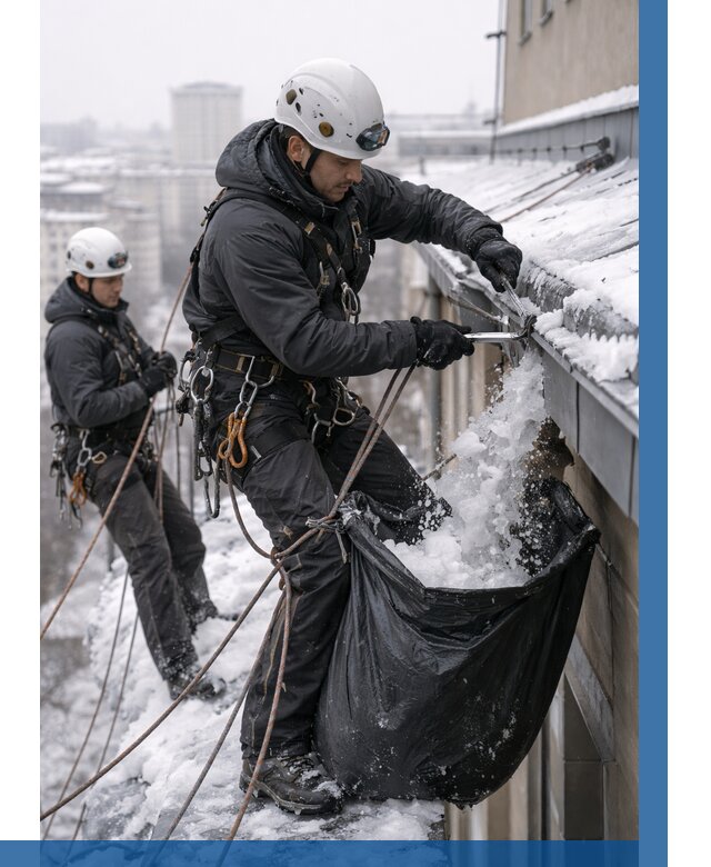 Аварийная очистка крыши в Ирбите под ключ от 330 р. | ВЫСОТНИК-Рбт