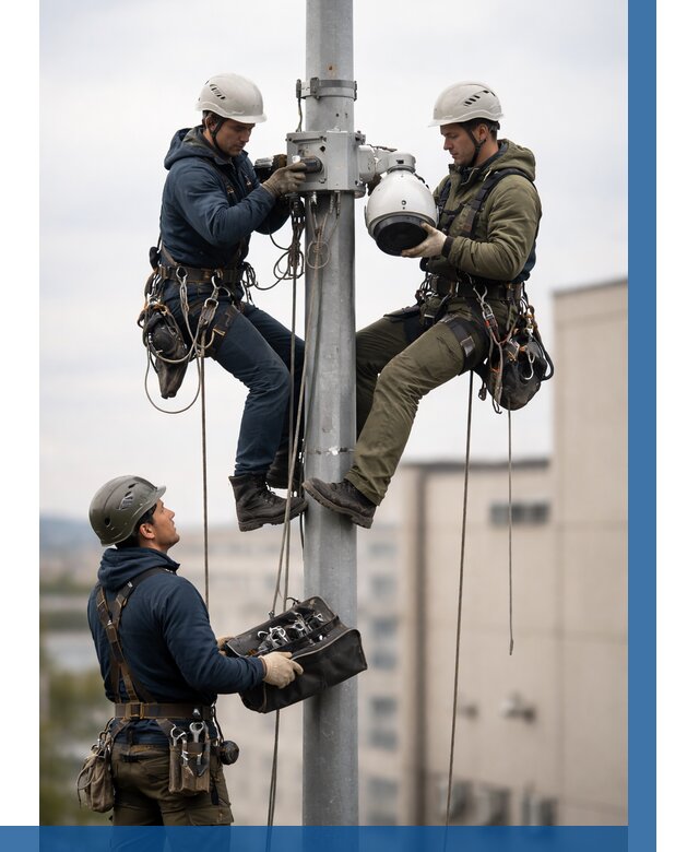 Установка видеокамер на мачте в Ирбите от 9344 р. | ВЫСОТНИК-Рбт