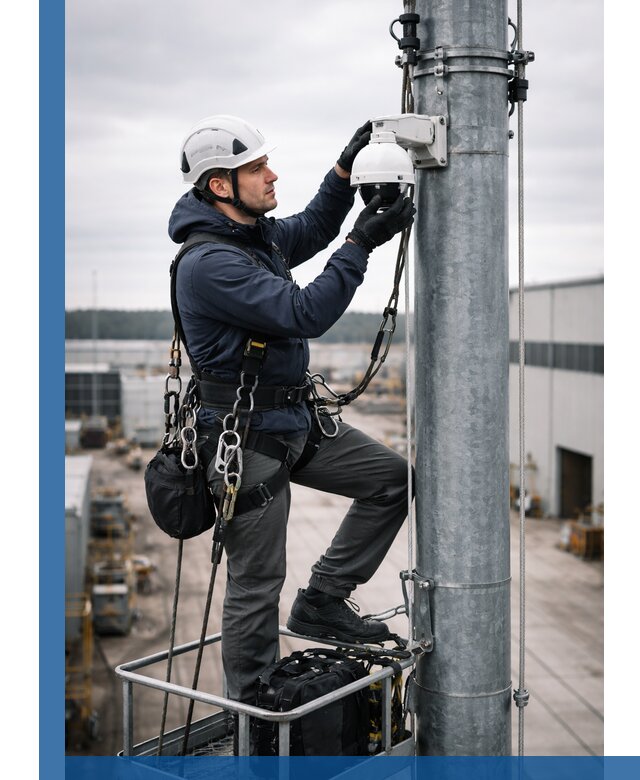 Профессиональная установка видеокамер на мачте в Ирбите