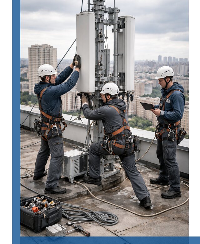 Монтаж антенн связи на крыше в Ирбите с вводом в эксплуатацию