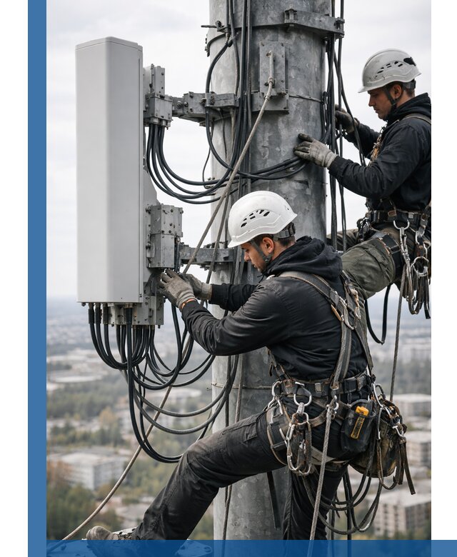 Монтаж оборудования связи на мачте в Ирбите с пусконаладкой