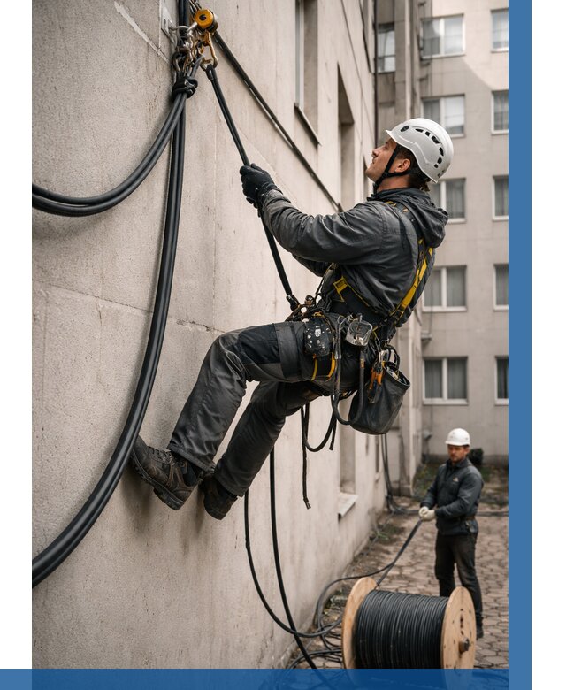 Протяжка кабеля питания на высоте в Ирбите от 495 р. | ВЫСОТНИК-Рбт