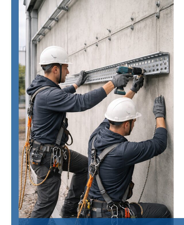 Монтаж кабельных лотков на фасаде зданий в Ирбите с гарантией