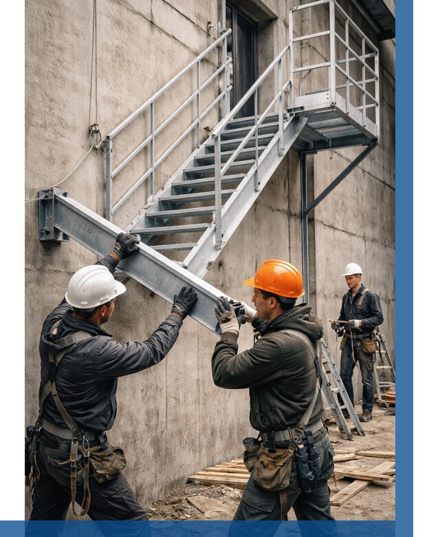 Монтаж металлических лестниц в Ирбите от 16490 р. | ВЫСОТНИК-Рбт