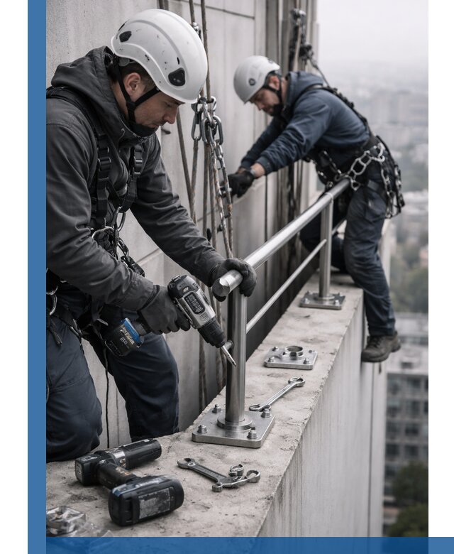 Монтаж перил на высоте в Ирбите для жилых и промобъектов