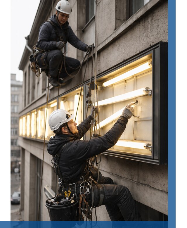 Замена ламп в вывеске в Ирбите под ключ от 3848 р. | ВЫСОТНИК-Рбт