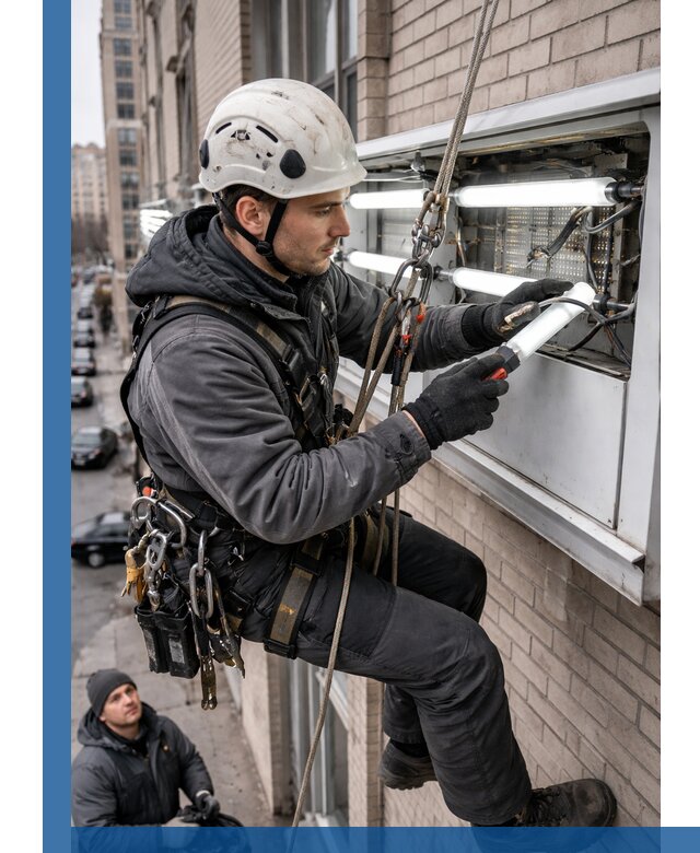 Профессиональная замена ламп в наружной вывеске в Ирбите