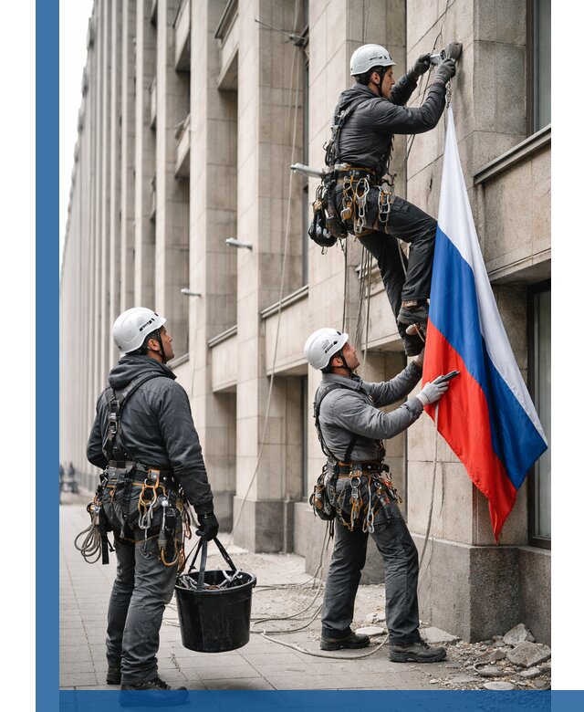 Профессиональная установка флагов на фасаде в Ирбите