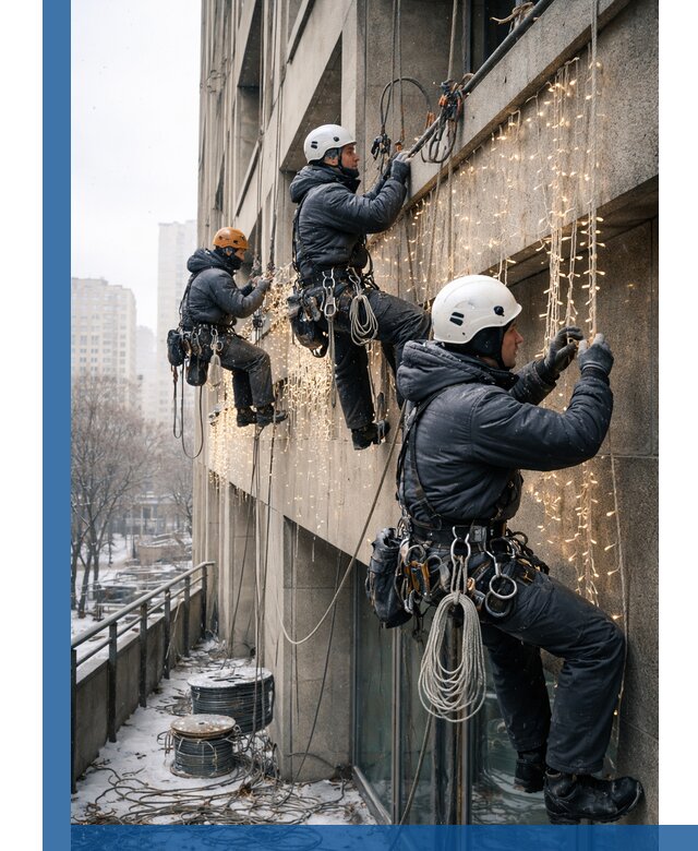 Монтаж новогодней иллюминации и украшение фасадов в Ирбите