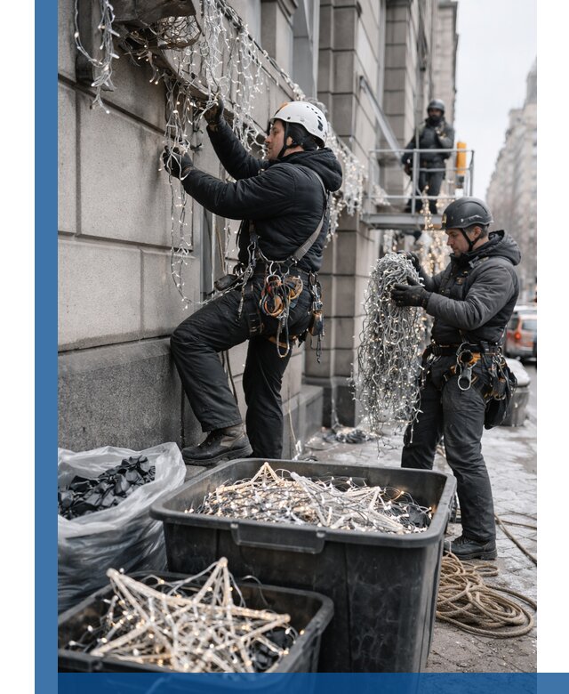 Демонтаж новогоднего оформления и гирлянд в Ирбите