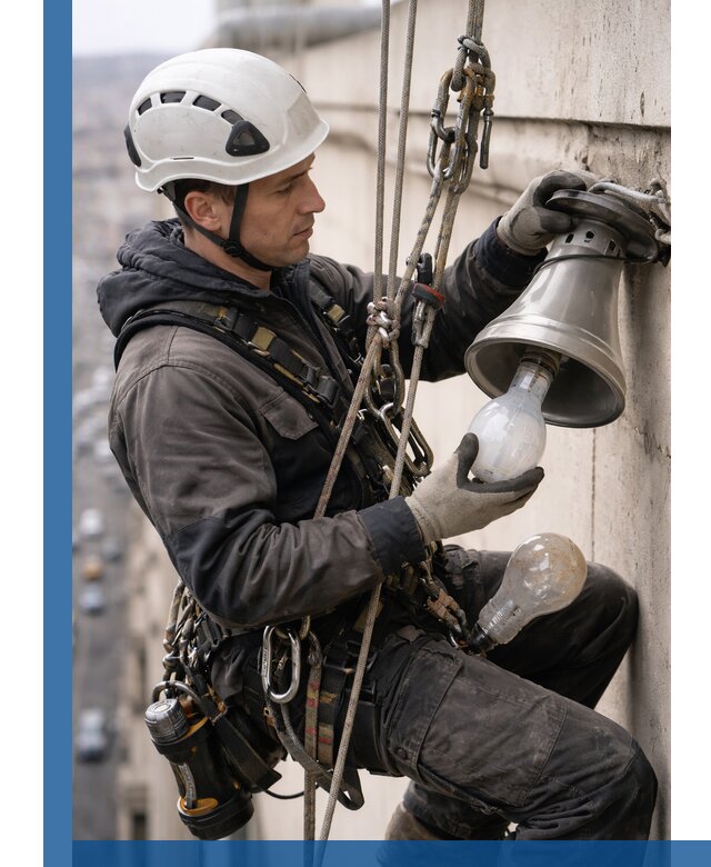 Замена ламп на высоте в Ирбите профессионально и быстро