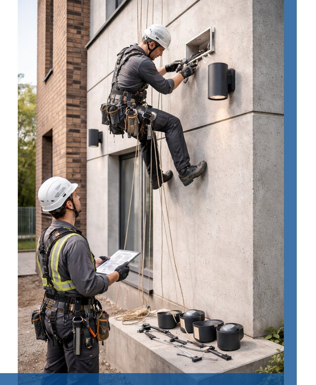 Монтаж фасадного освещения в Ирбите от 2748 р. | ВЫСОТНИК-Рбт