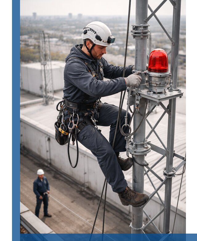 Монтаж заградительных огней и обслуживание объектов в Ирбите