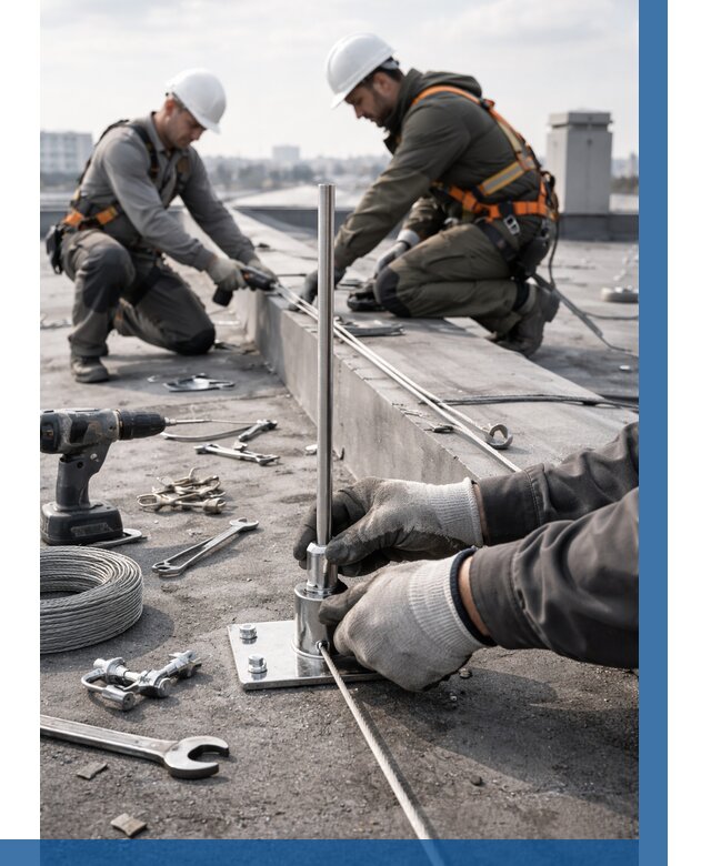 Монтаж молниезащиты на кровле в Ирбите цена от 27483 р. | ВЫСОТНИК-Рбт