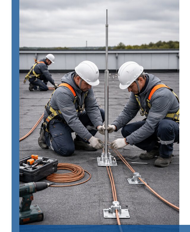 Монтаж молниезащиты на кровле в Ирбите под ключ с гарантией