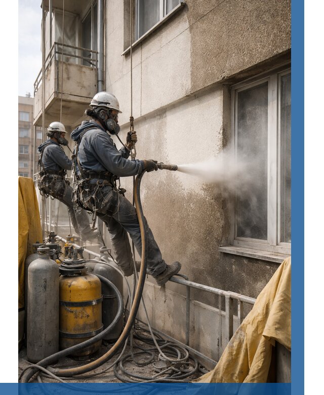 Пескоструйная очистка фасада в Ирбите от 715 р. | ВЫСОТНИК-Рбт