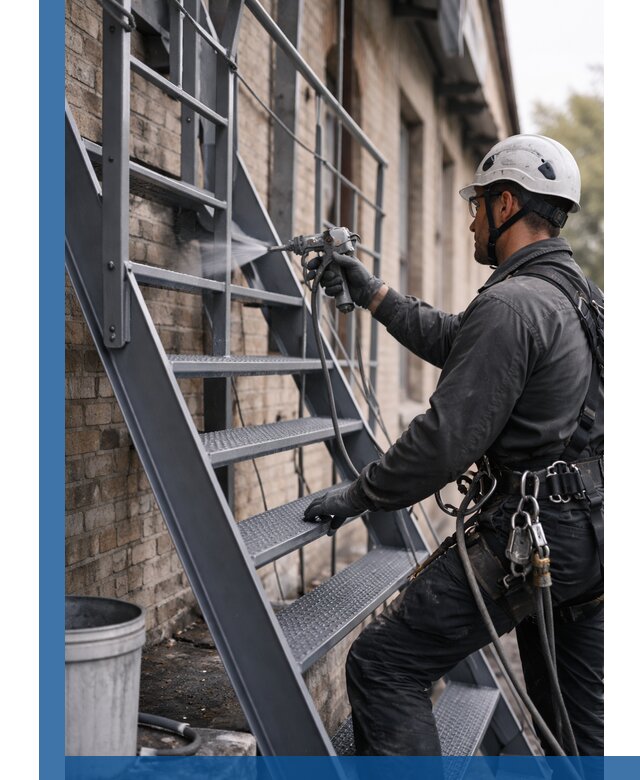 Покраска и антикоррозионная защита пожарных лестниц в Ирбите