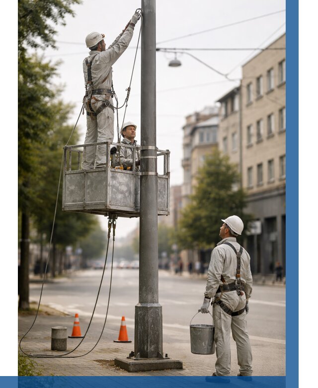 Покраска опор освещения в Ирбите от 5497 р. | ВЫСОТНИК-Рбт
