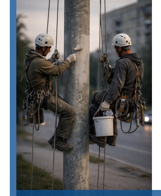 Покраска опор освещения и антикоррозийная защита в Ирбите