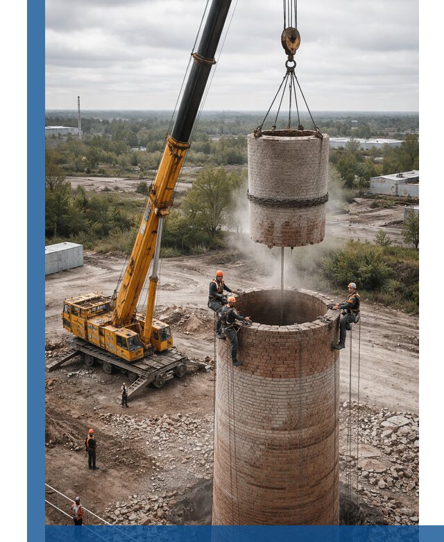 Демонтаж дымовой трубы в Ирбите с гарантиями безопасности