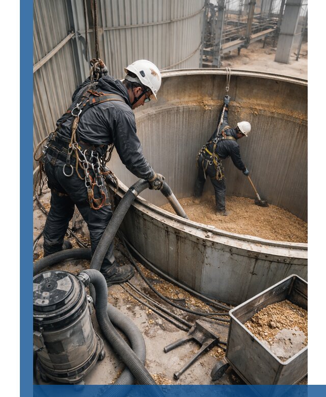 Профессиональная чистка зерновых бункеров в Ирбите с выездом