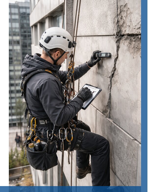 Обследование фасада альпинистами в Ирбите от 132 р. | ВЫСОТНИК-Рбт