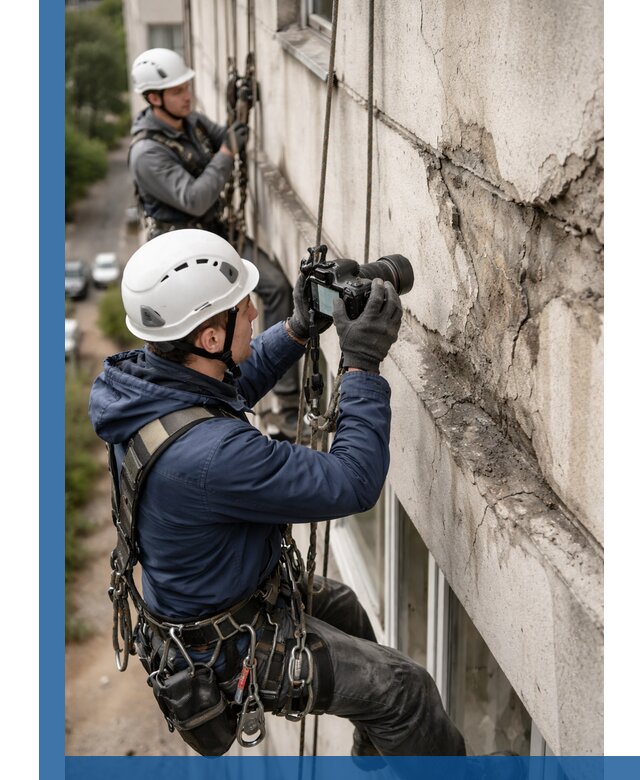 Фотофиксация дефектов фасада с высотной съемкой в Ирбите